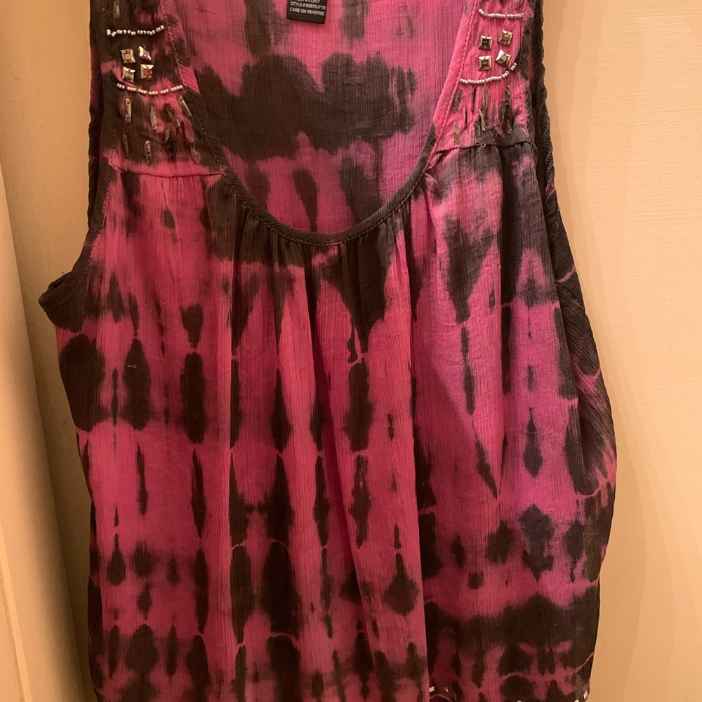 Pink and black tank top